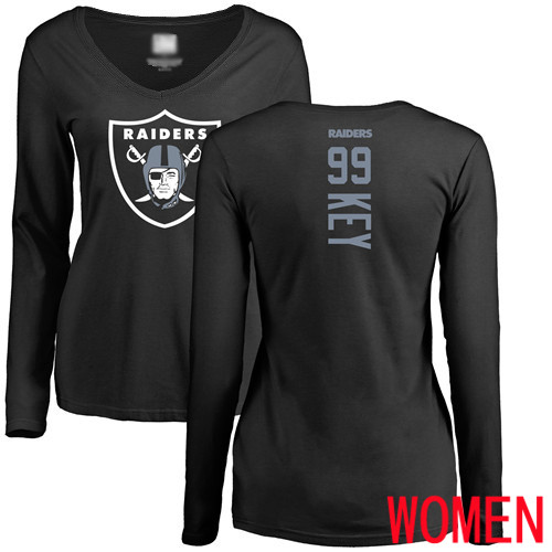 Oakland Raiders Black Women Arden Key Backer NFL Football #99 Long Sleeve T Shirt->nfl t-shirts->Sports Accessory